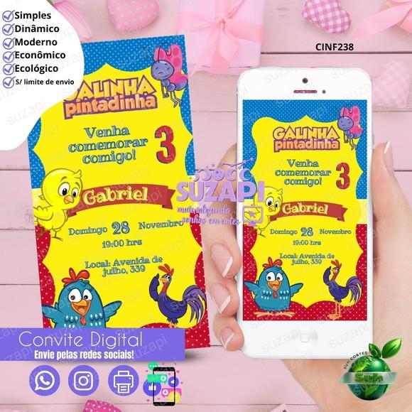 Convite Galinha Pintadinha Digital Virtual Whatsapp