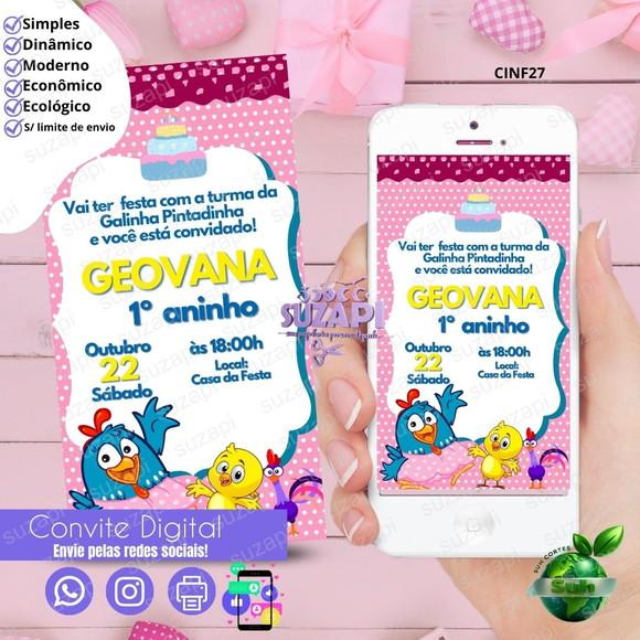 Convite Galinha Pintadinha Digital Virtual Whatsapp