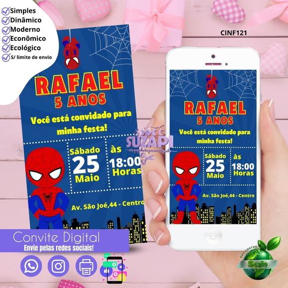 Convite Homem Aranha Cute Digital Virtual Whatsapp