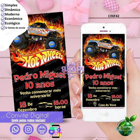 Convite Hot Wheels Digital Virtual Whatsapp