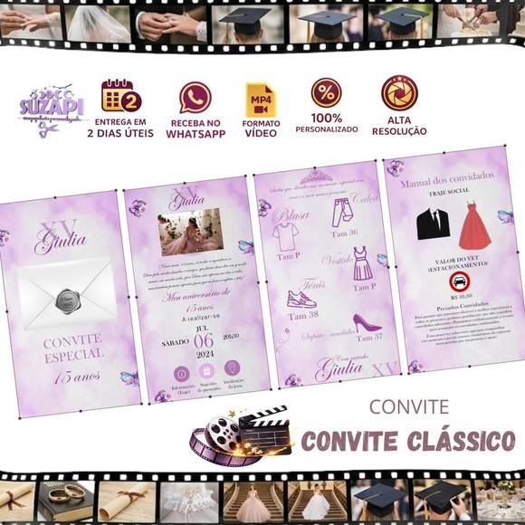 Convite Interativo Convite Classico Lilás Lavanda + Brinde