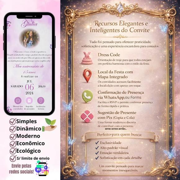 Convite Interativo Convite Classico Lilás Lavanda + Brinde