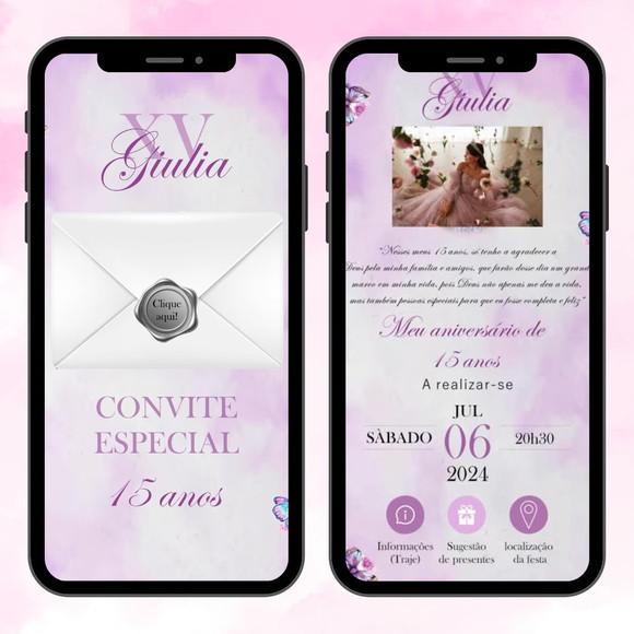 Convite Interativo Convite Classico Lilás Lavanda + Brinde
