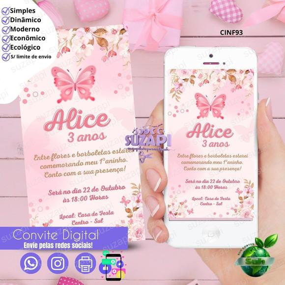 Convite Jardim Encantado Borboletas Digital Virtual Whatsapp