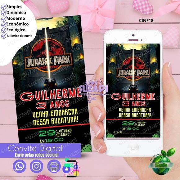 Convite Jurássic Park Digital Virtual Whatsapp