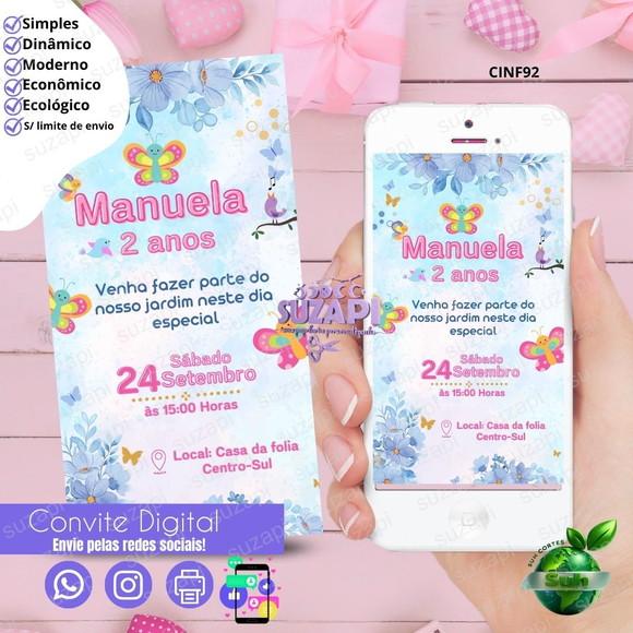 Convite Jardim Encantado Borboletas Digital Virtual Whatsapp