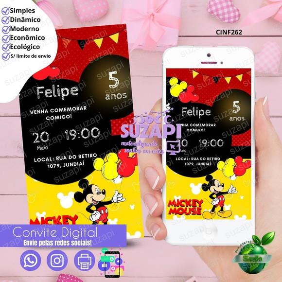 Convite Mickey Digital Virtual Whatsapp