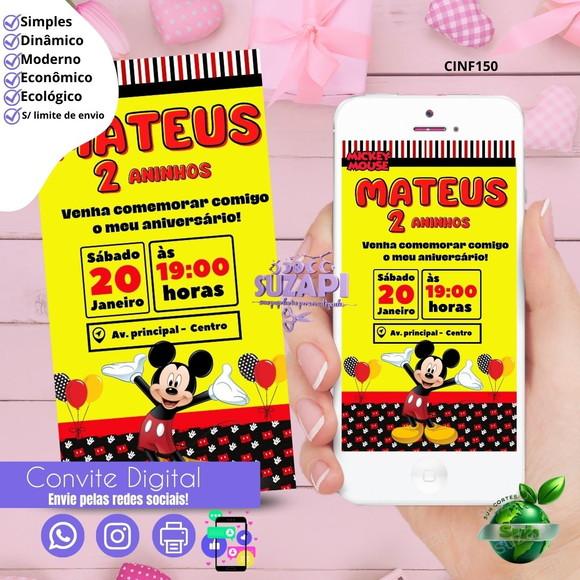 Convite Mickey Digital Virtual Whatsapp