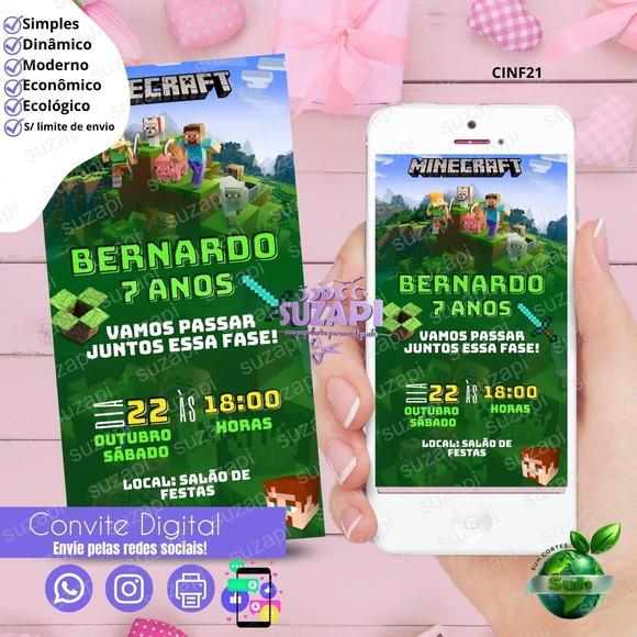 Convite Minecraft Digital Virtual Whatsapp