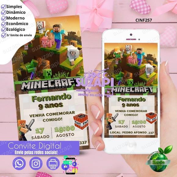 Convite Minecraft Digital Virtual Whatsapp