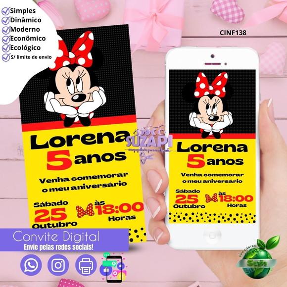 Convite Minnie Digital Virtual Whatsapp