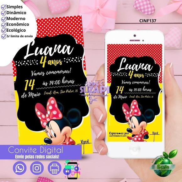 Convite Minnie Digital Virtual Whatsapp