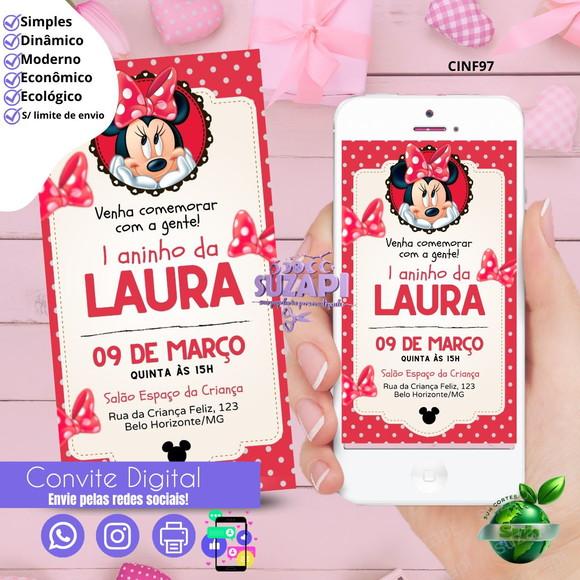 Convite Minnie Digital Virtual Whatsapp