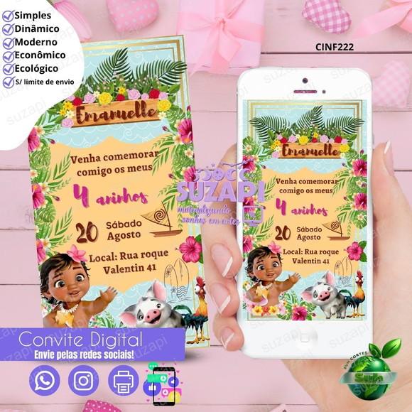 Convite Moana Baby Digital Virtual Whatsapp