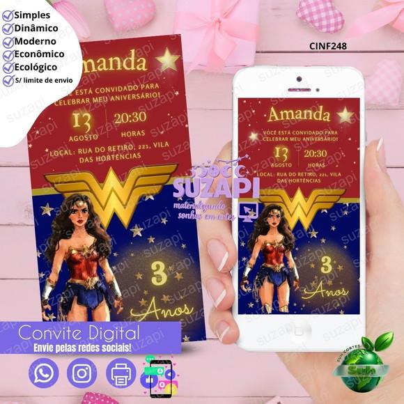 Convite Mulher Maravilha Digital Virtual Whatsapp