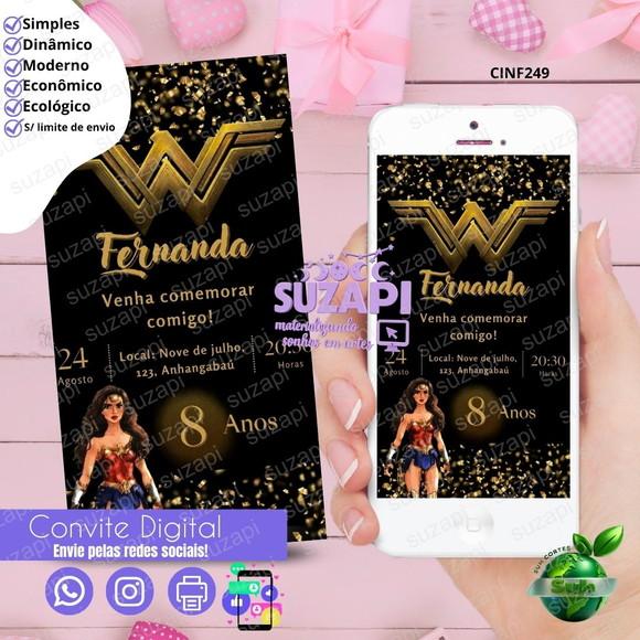 Convite Mulher Maravilha Digital Virtual Whatsapp