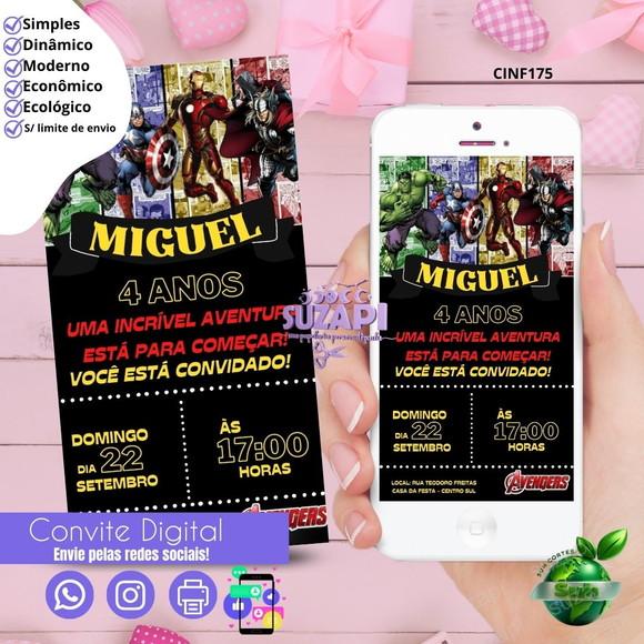 Convite os Vingadores Digital Virtual Whatsapp