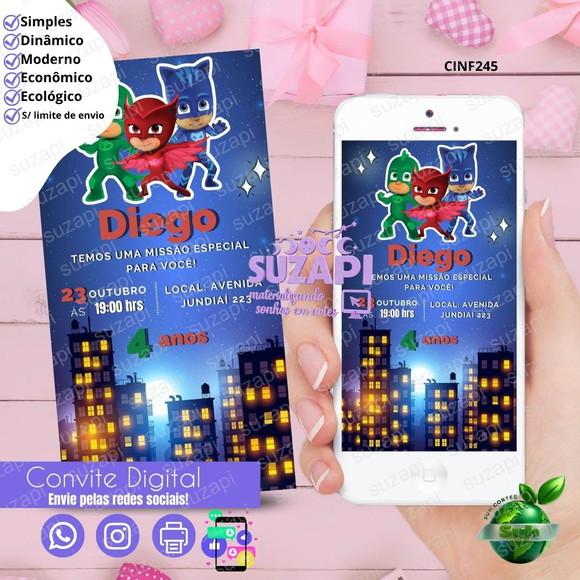 Convite P.j Masks 2 Digital Virtual Whatsapp