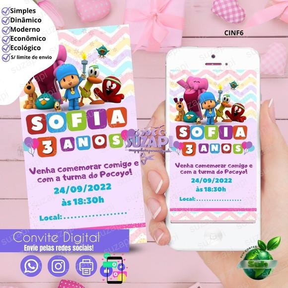 Convite Pocoyo 2 Digital Virtual Whatsapp