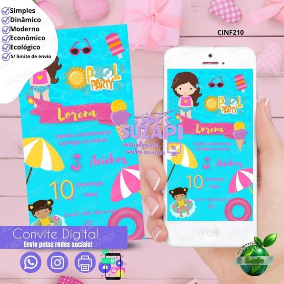 Convite Pool Party Digital Virtual Whatsapp