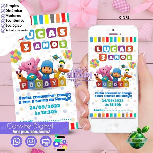 Convite Pocoyo Digital Virtual Whatsapp