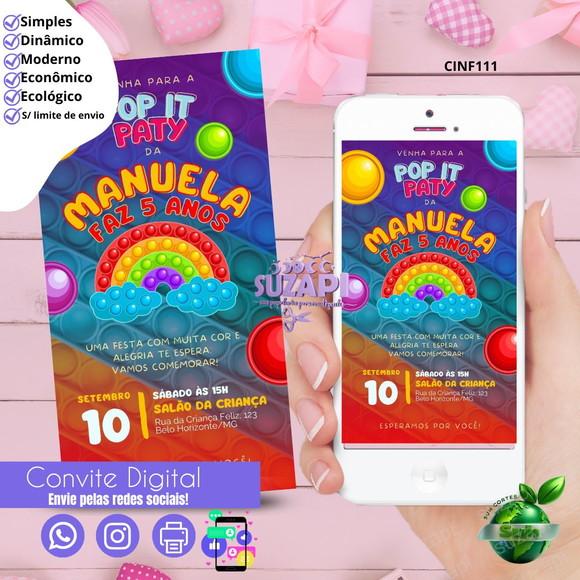 Convite Pop It 3 Digital Virtual Whatsapp