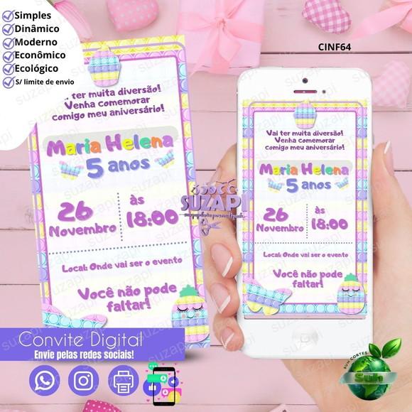 Convite Pop It Digital Virtual Whatsapp