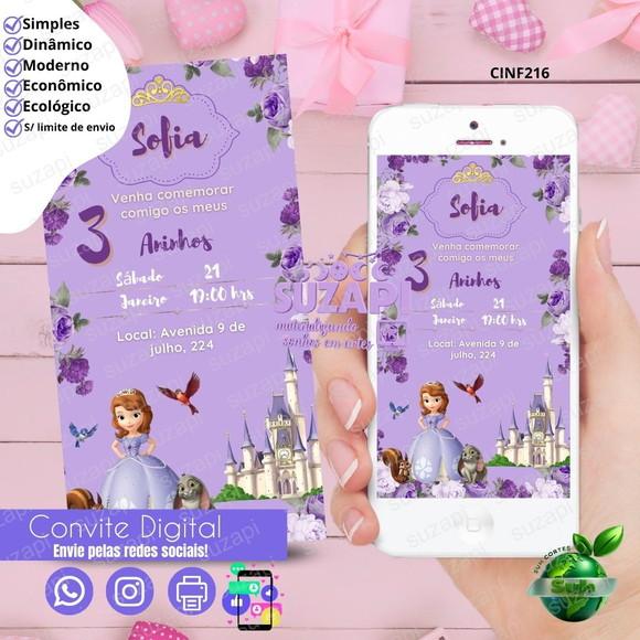 Convite Princesinha Sofia Digital Virtual Whatsapp