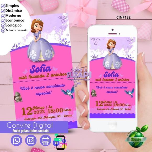 Convite Princesinha Sofia 3 Digital Virtual Whatsapp