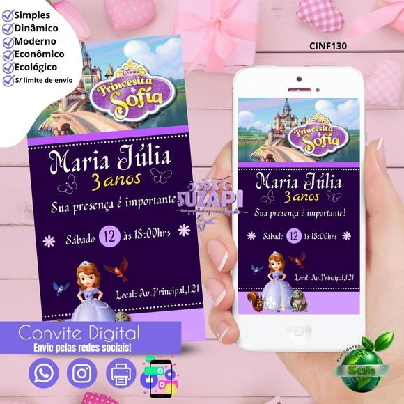 Convite Princesinha Sofia Digital Virtual Whatsapp