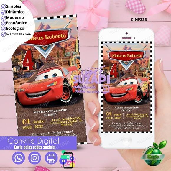 Convite Relâmpago Mcqueen Digital Virtual Whatsapp