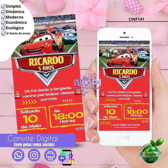 Convite Relâmpago Mcqueen Digital Virtual Whatsapp