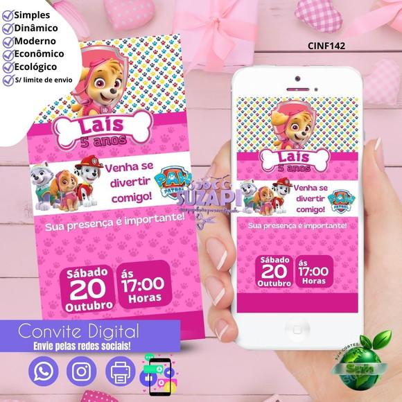 Convite Skye Patrulha Canina Digital Virtual Whatsapp