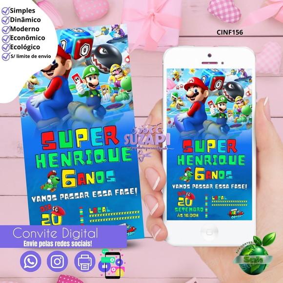 Convite Super Mario Bros Digital Virtual Whatsapp