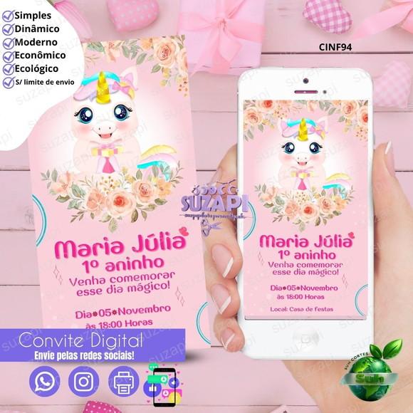 Convite Unicórnio 2 Digital Virtual Whatsapp