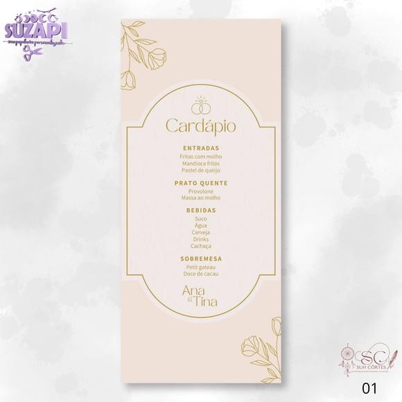 Menu Dourado 10x29cm