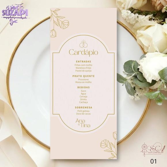 Menu Dourado 10x29cm
