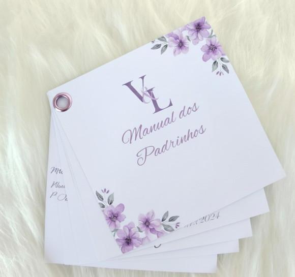 Manual dos Padrinhos 6 Cartões - Lavanda - Lilás Cd02