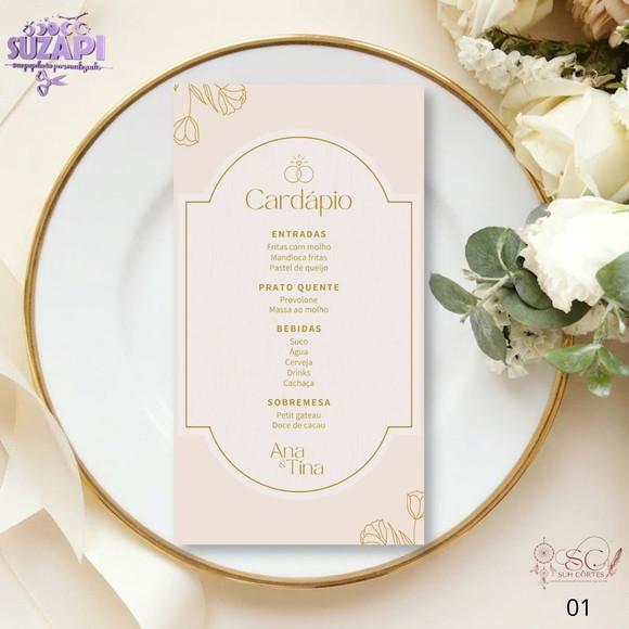 Menu Dourado 9,5x21cm
