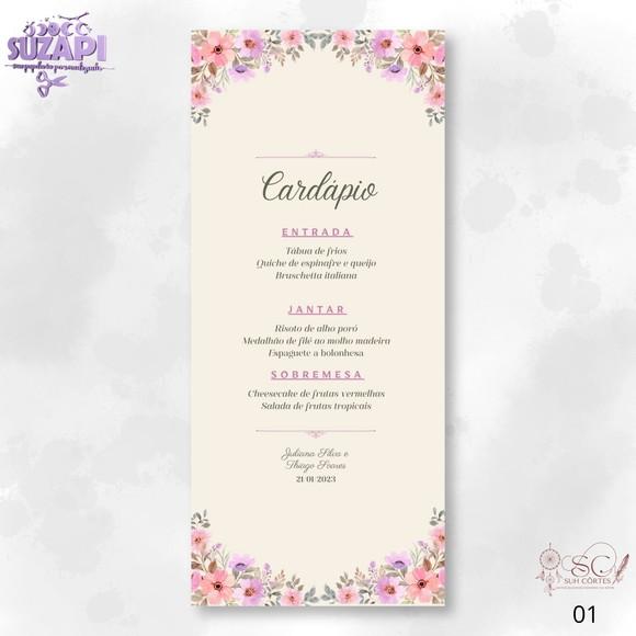 Menu Floral Colorido 10x29cm