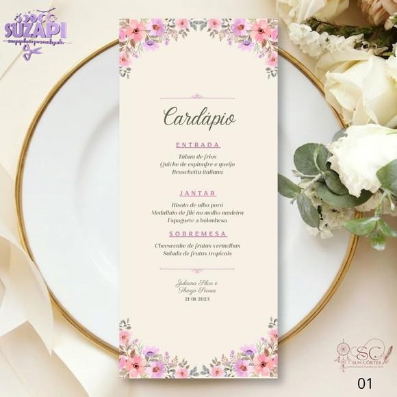 Menu Floral Colorido 10x29cm