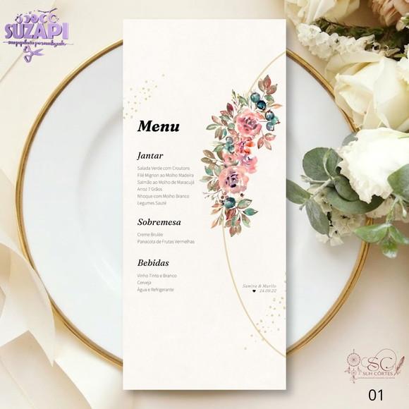 Menu Floral Rosa 10x29cm