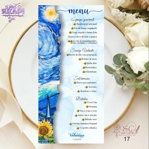 Menu Noite Estrelada 9,5x21cm