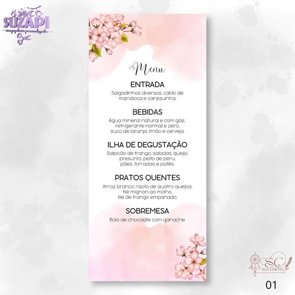 Menu Rosa Aquarela 10x29cm