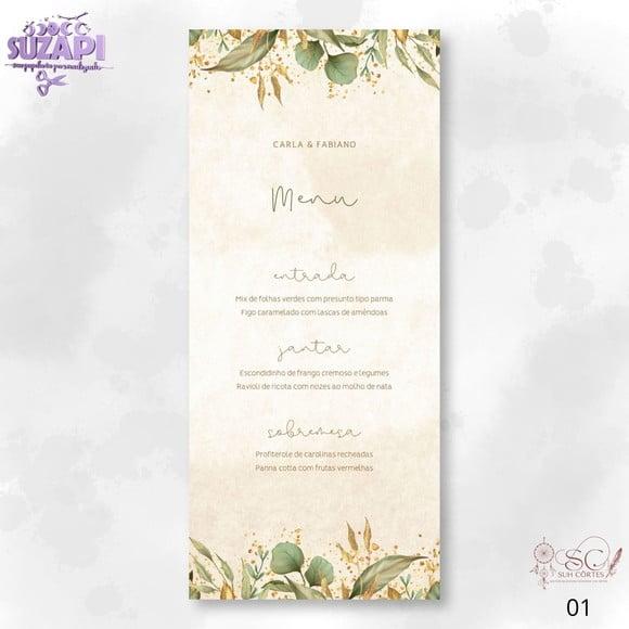 Menu Verde Oliva com Terracota 10x29cm