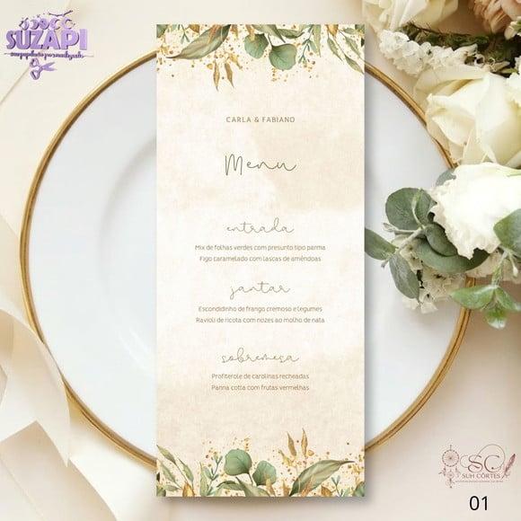 Menu Verde Oliva com Terracota 10x29cm