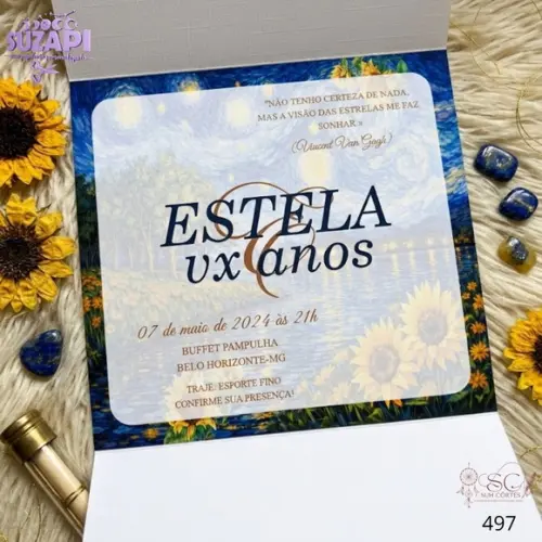 Convite 15 Anos A4 Noite Estrelada