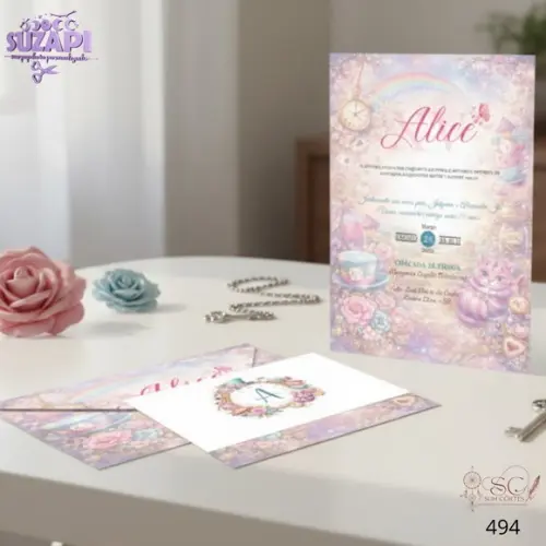 Convite 15 Anos A5 Alice no Pais das Maravilhas