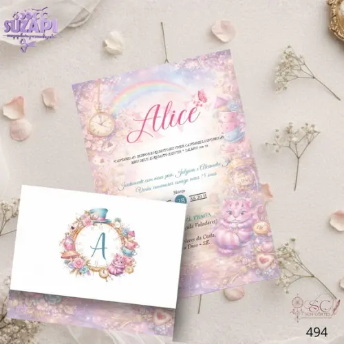 Convite 15 Anos A5 Alice no Pais das Maravilhas