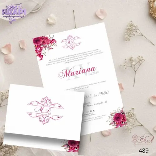 Convite 15 Anos A5 Fucsia